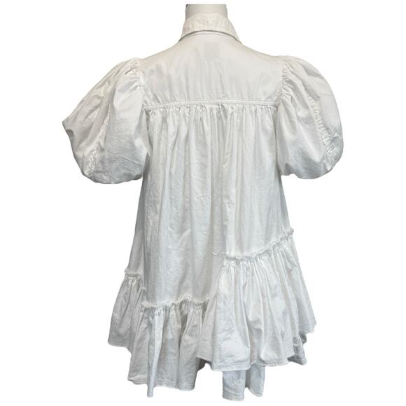 AJE Ambience Puff Sleeve Shirt Dress In Pure White Size 4/US 0 - Picture 10 of 13